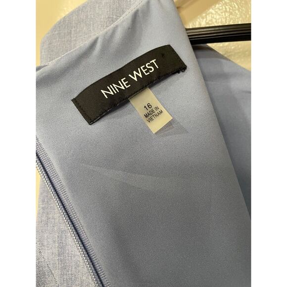 Nine West Sleeveless Sheath Dress With Fabric Belt Light Blue Size 16 Pre-owned - Picture 5 of 7